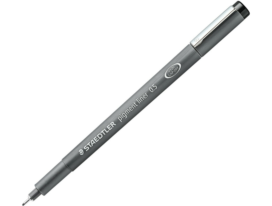 STAEDTLER Pigment Liner 308 fineliner drawing pen black showing tip size 0.5 mm