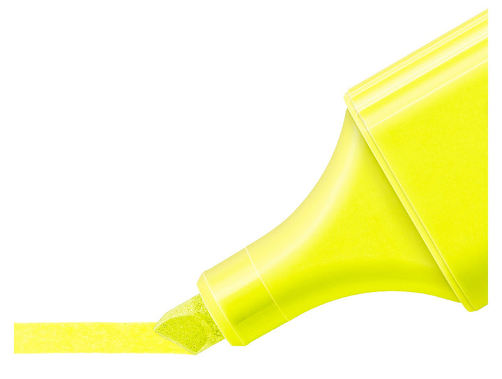 STAEDTLER Textsurfer Classic 364 yellow highlighter chisel tip creating bright highlight line close-up
