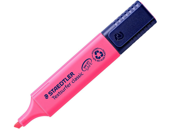 STAEDTLER Textsurfer Classic 364 pink highlighter chisel tip marker with cap on