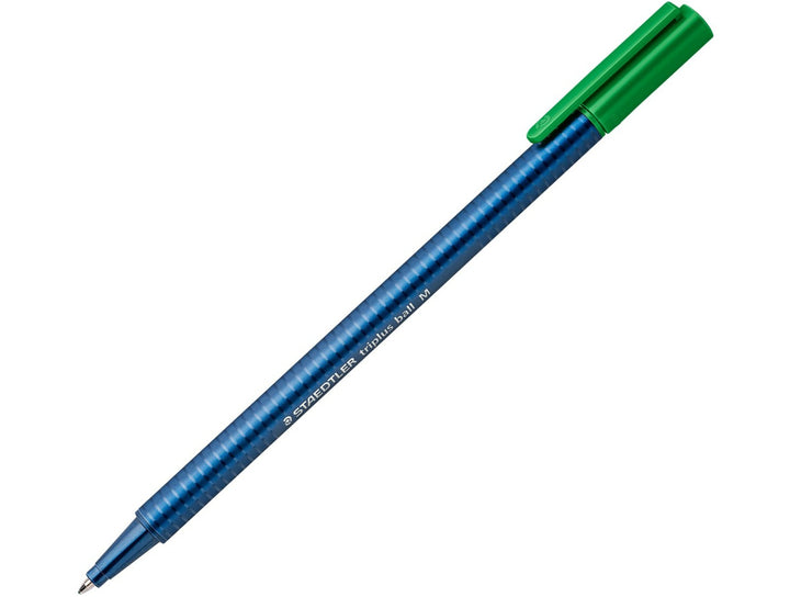 STAEDTLER Triplus Ball 437 green ballpoint pen with ergonomic triangular barrel for comfortable writing