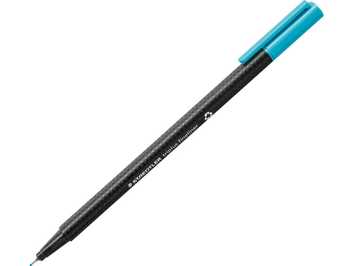 STAEDTLER Triplus Fineliner 334 red fine tip writing pen with ergonomic triangular barrel and cap on