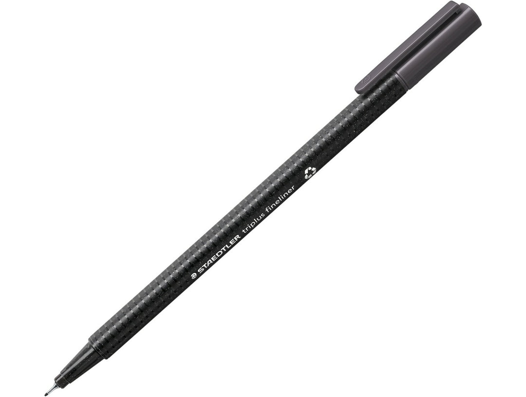 STAEDTLER Triplus Fineliner 334 grey fine tip writing pen with ergonomic triangular barrel and cap on