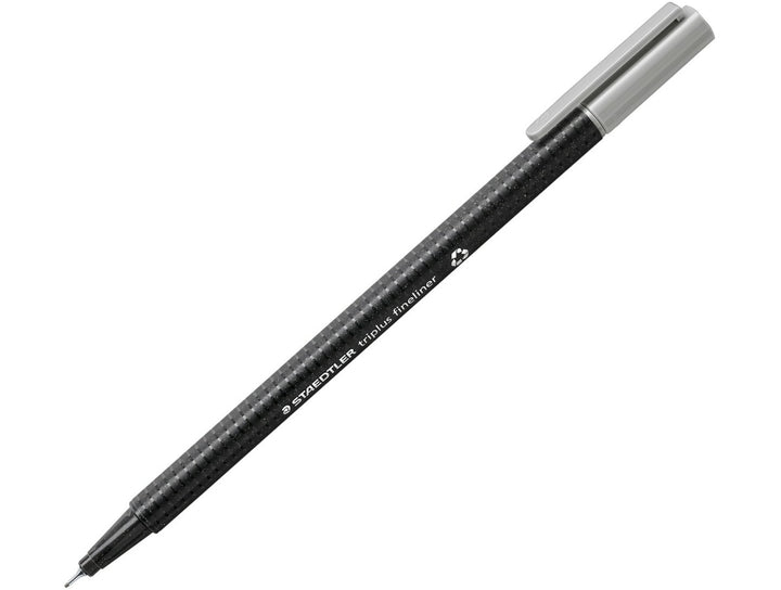 STAEDTLER Triplus Fineliner 334 light grey fine tip writing pen with ergonomic triangular barrel and cap on