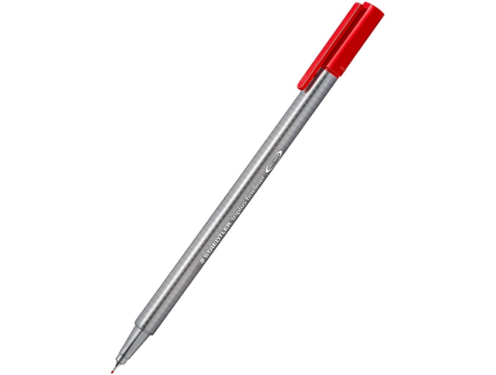 STAEDTLER triplus fineliner 334 pen red with triangular barrel and fine tip 