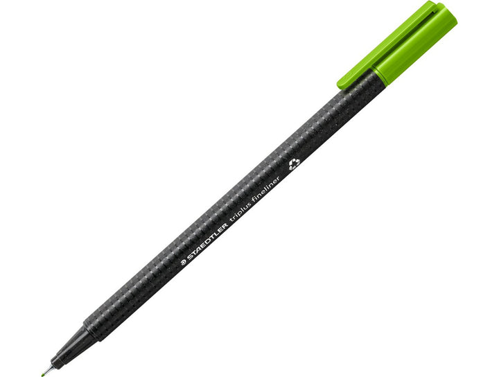STAEDTLER Triplus Fineliner 334 willow green fine tip writing pen with ergonomic triangular barrel and cap on