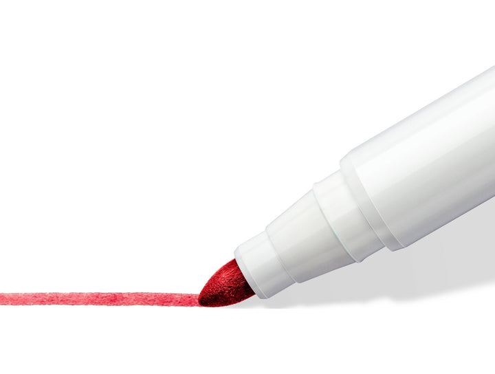 STAEDTLER Lumocolor 341 whiteboard marker red tip writing smooth line on white surface