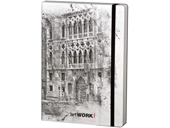Stifflex Artwork Book Venice large sketchbook with monochrome Venice architecture illustration cover and black elastic closure band