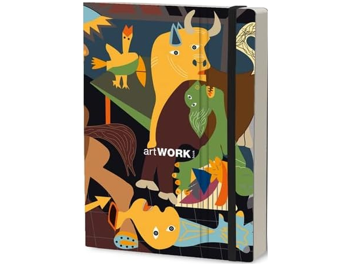 Stifflex Artwork Sketchbook Picasso large with colourful abstract animal illustration cover and black elastic closure band