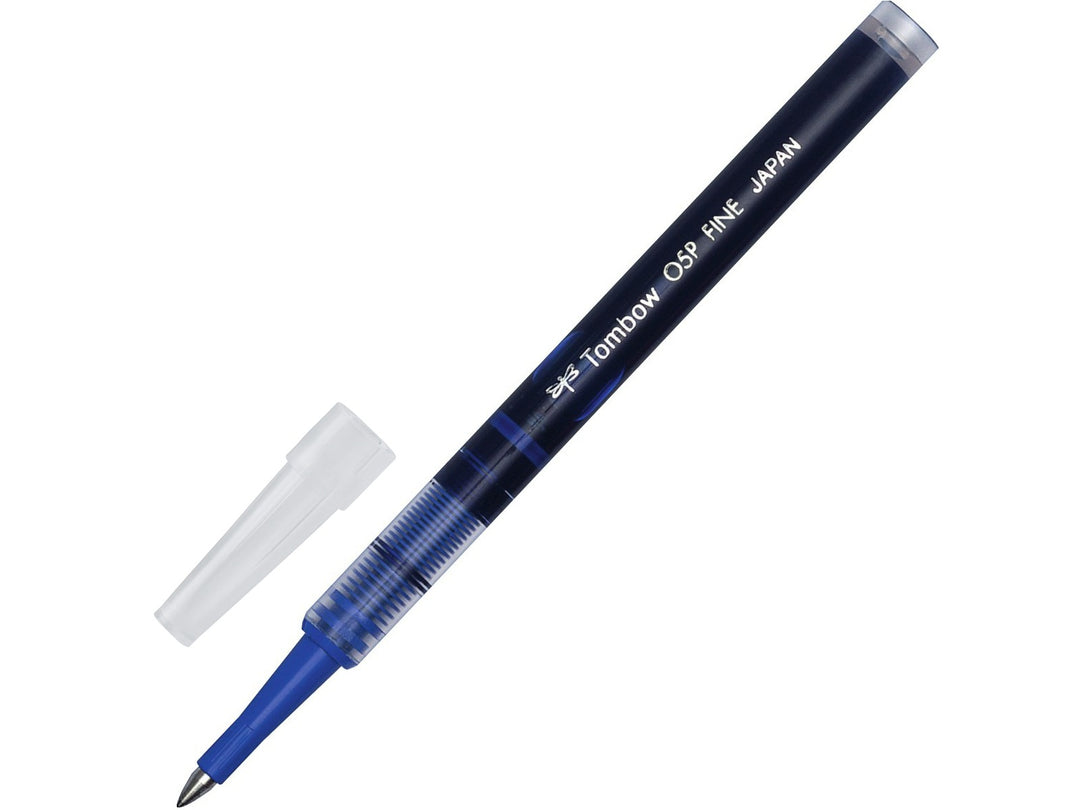 Tombow BK-LP rollerball pen refill with 0.5mm fine tip, blue pigment ink and protective tip seal for compatible Tombow rollerball pens
