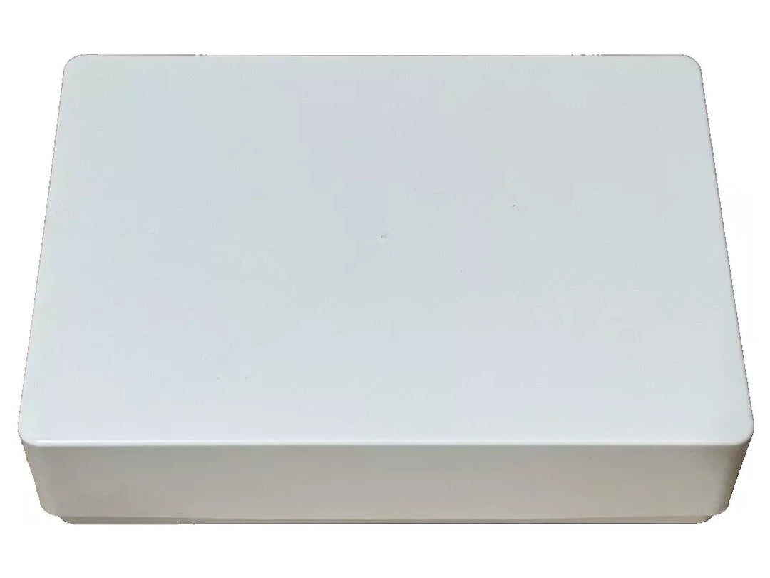 Closed white storage box supplied with the uni POSCA PC-1M Extra Fine Paint Markers Set of 28, providing protective storage and organisation for the assorted 0.7mm water-based pigment paint markers included in the Dr Pen exclusive collection.