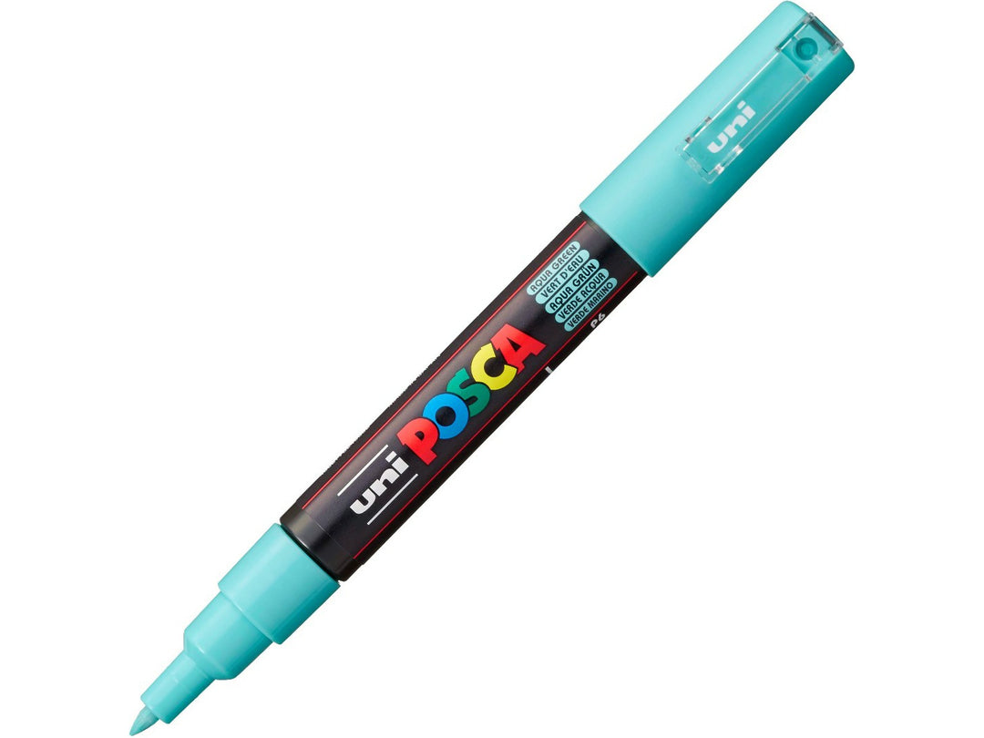 uni POSCA PC-1M Extra-Fine Aqua Green Paint Marker with 0.7–1mm tip and cap