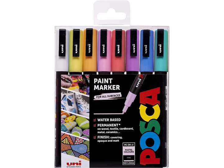 uni POSCA PC-3M Fine Paint Markers Pastel Set of 8 in retail pack