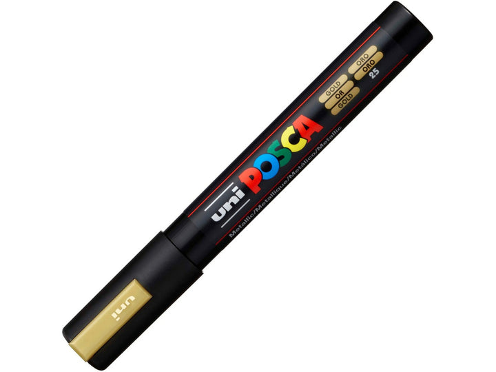 uni POSCA PC-5M Medium Gold Paint Marker with cap fitted