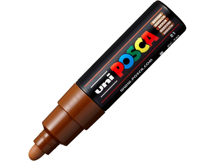 uni POSCA PC-7M Brown large bullet tip paint marker uncapped
