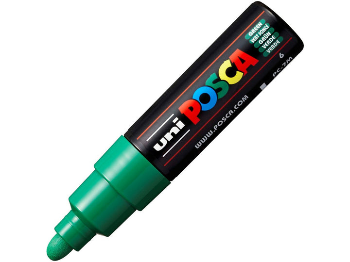 uni POSCA PC-7M Green large bullet tip paint marker uncapped