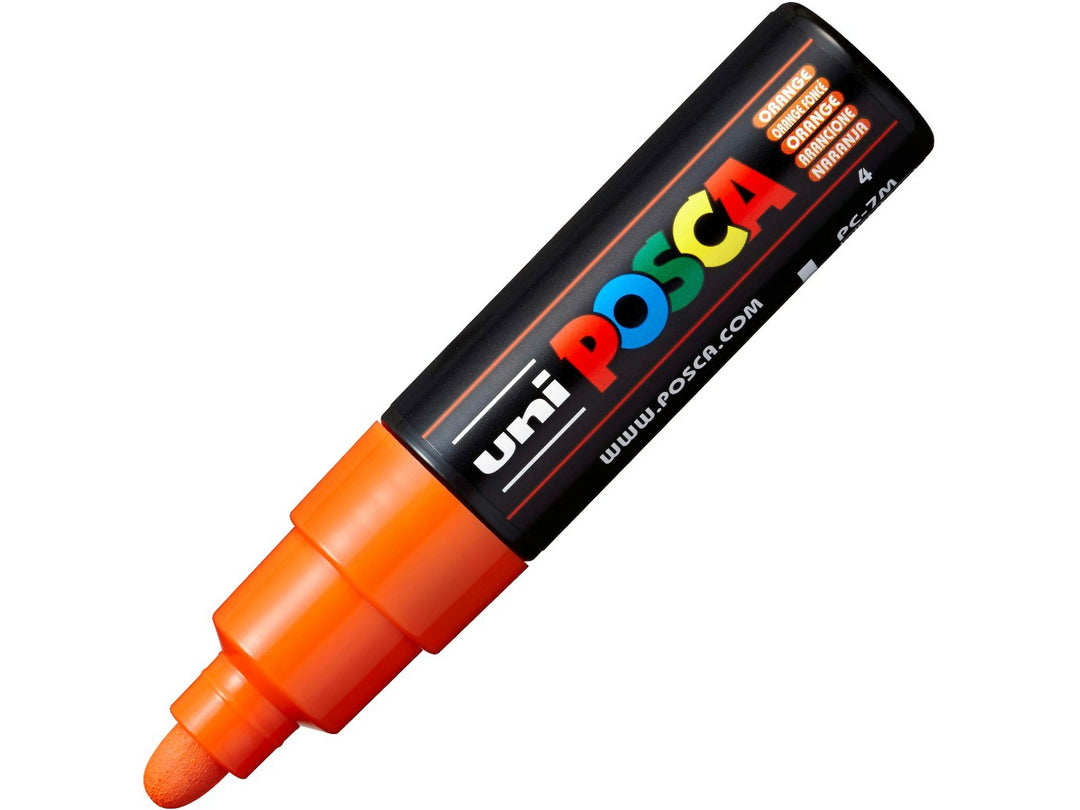 uni POSCA PC-7M Orange large bullet tip paint marker uncapped