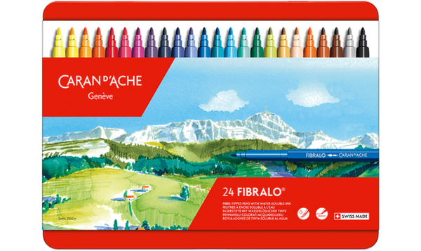 Caran d'Ache Fibralo Fibre Tipped Pens Tin of 24 Assorted Colours