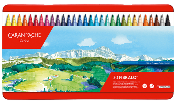 Caran d'Ache Fibralo Fibre Tipped Pens Tin of 30 Assorted Colours