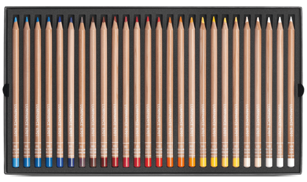 Caran d'Ache Luminance 6901 Professional Permanent Colour Pencil Box of 100 Assorted Coloured Pencils, 1 Pencil Blender + 1 Full Blender