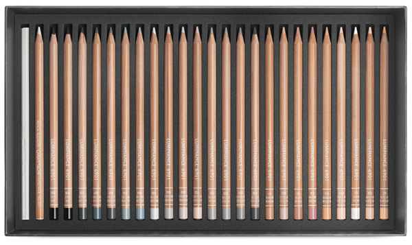 Caran d'Ache Luminance 6901 Professional Permanent Colour Pencil Box of 100 Assorted Coloured Pencils, 1 Pencil Blender + 1 Full Blender