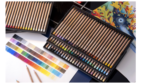 Caran d'Ache Luminance 6901 Professional Permanent Colour Pencil Box of 100 Assorted Coloured Pencils, 1 Pencil Blender + 1 Full Blender