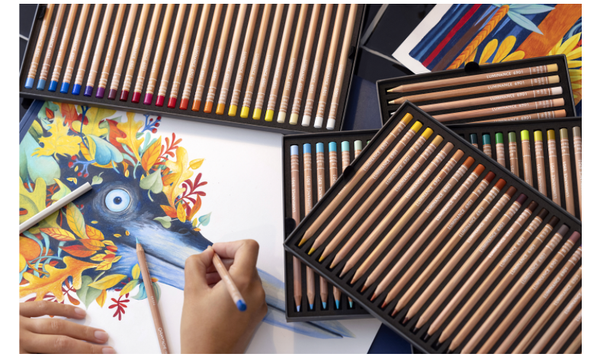 Caran d'Ache Luminance 6901 Professional Permanent Colour Pencil Box of 100 Assorted Coloured Pencils, 1 Pencil Blender + 1 Full Blender