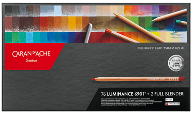 Caran d'Ache Luminance 6901 Box of 76 Assorted Coloured Pencils + 2 Blenders
