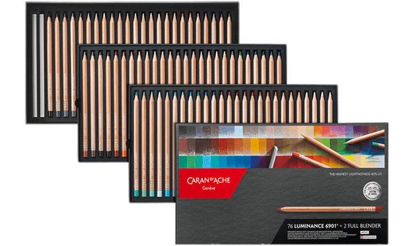 Caran d'Ache Luminance 6901 Box of 76 Assorted Coloured Pencils + 2 Blenders