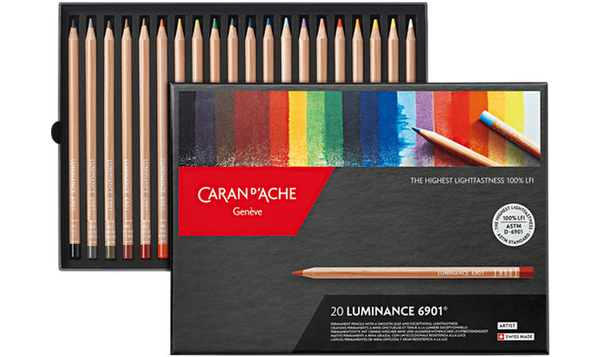Caran d'Ache Luminance 6901 Professional Permanent Colour Pencil Box of 20 Assorted