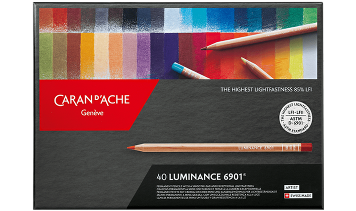 Caran d’Ache Luminance 6901 Colour Pencils Set of 40 – Professional Lightfast Artist Pencils