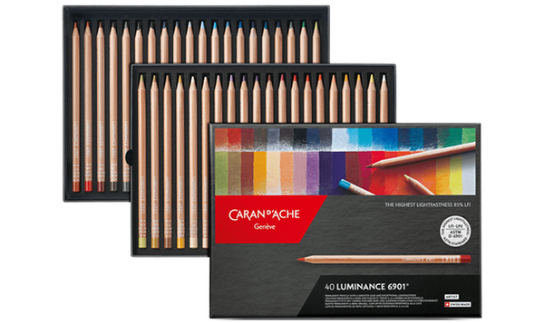 Caran d'Ache Luminance 6901 Professional Permanent Colour Pencil Box of 40 Assorted