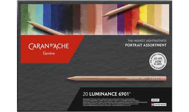 Caran d'Ache Luminance 6901 Professional Permanent Colour Pencil Box of 20 Portrait Colours