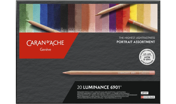 Caran d'Ache Luminance 6901 Professional Permanent Colour Pencil Box of 20 Portrait Colours