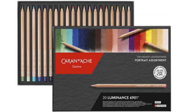 Caran d'Ache Luminance 6901 Professional Permanent Colour Pencil Box of 20 Portrait Colours