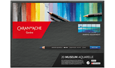 Caran d'Ache Museum Aquarelle Watercolour Pencil Box of 20 Marine