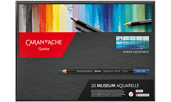 Caran d'Ache Museum Aquarelle Watercolour Pencil Box of 20 Marine