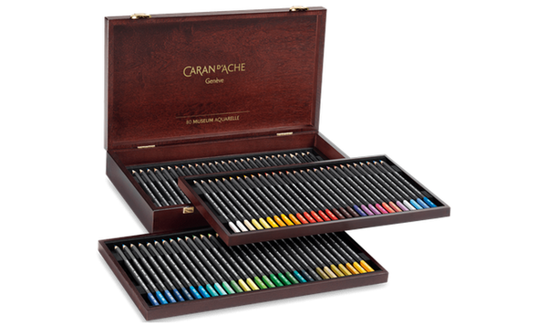 Caran d'Ache Museum Aquarelle Watercolour Pencil Wooden Box of 76 Assorted + 3 Technalo + 1 Grafwood
