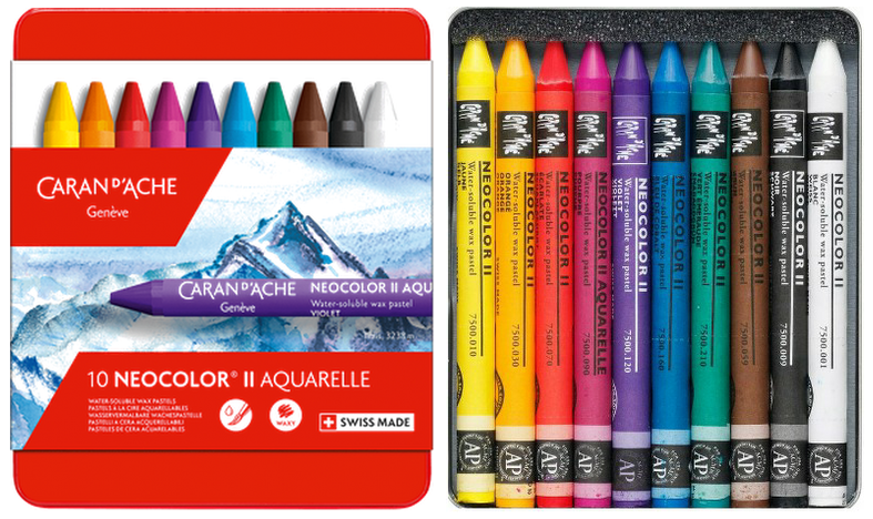 Caran D'Ache : Neocolor I : 10 Wax Metallic Crayons : Metal Box