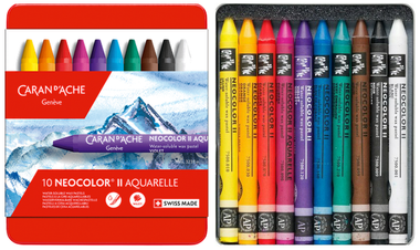 Caran d'Ache Neocolor II Water Soluble Wax Pastels Assortment of 10