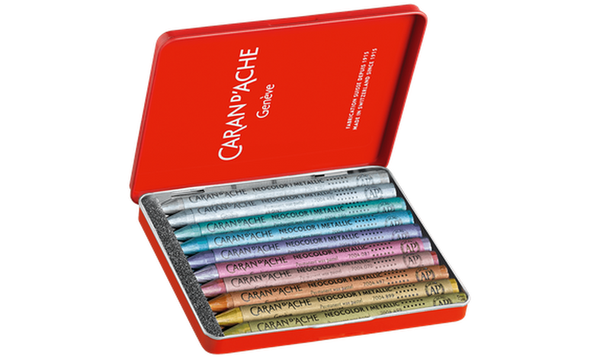 Caran d'Ache Neocolor I Wax Pastels Assortment of 10 Metallic Colours