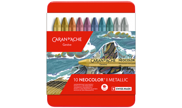 Caran d'Ache Neocolor I Wax Pastels Assortment of 10 Metallic Colours