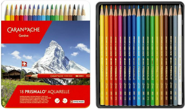Caran d'Ache Prismalo Water Soluble Colour Pencils 18 Assorted