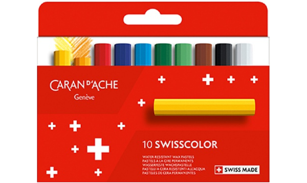 Caran d'Ache Swisscolor Water Resistant Wax Pastels 10 Assorted Colours