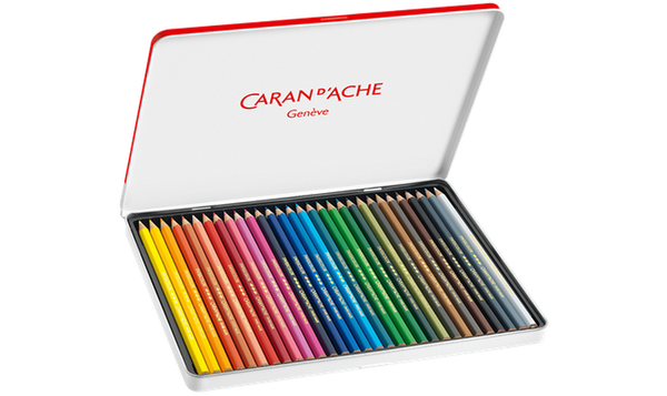 Caran d'Ache Swisscolor Water Resistant Pencils Tin of 30 Assorted Colours