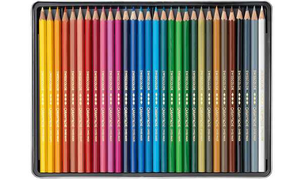 Caran d'Ache Swisscolor Water Resistant Pencils Tin of 30 Assorted Colours