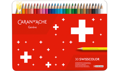 Caran d'Ache Swisscolor Water Resistant Pencils Tin of 30 Assorted Colours