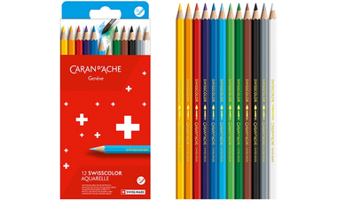 Caran d'Ache Swisscolor Water Soluble Pencils Box of 12 Assorted Colours
