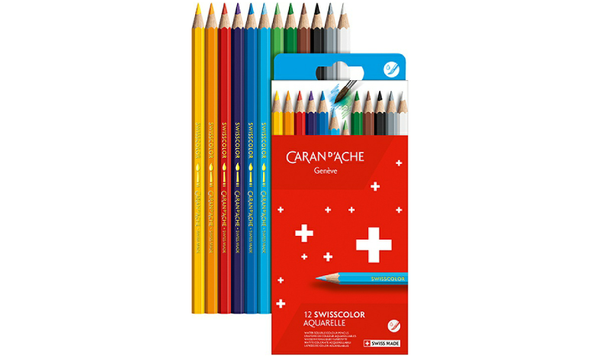 Caran d'Ache Swisscolor Water Soluble Pencils Box of 12 Assorted Colours