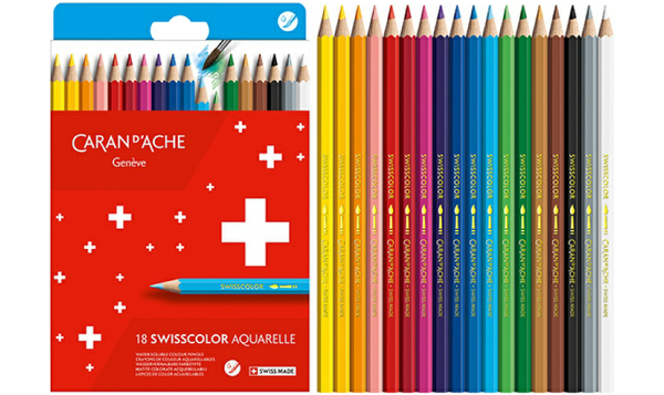 Caran d'Ache Swisscolor Water Soluble Pencils Box of 18 Assorted Colours
