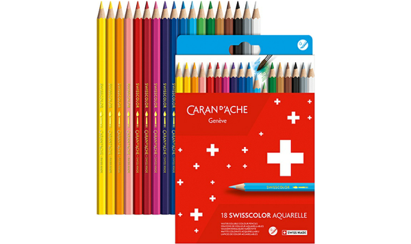 Caran d'Ache Swisscolor Water Soluble Pencils Box of 18 Assorted Colours